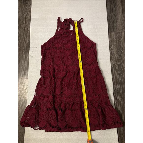 Xtraordinary Lace Maroon Mini Dress M Formal Special Occasion Cocktail Coquette - Picture 8 of 11